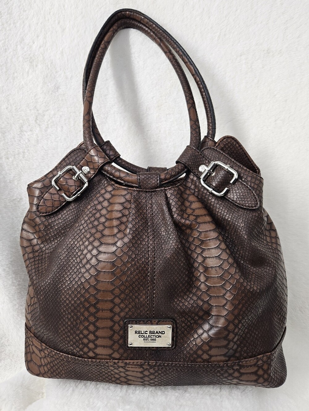 Relic Brown Faux-Snake Shoulder Bag